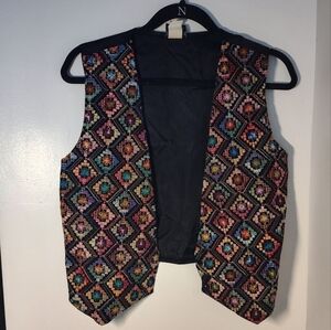 Vintage Anter Hand Woven Geometric Patterned Vest Size M